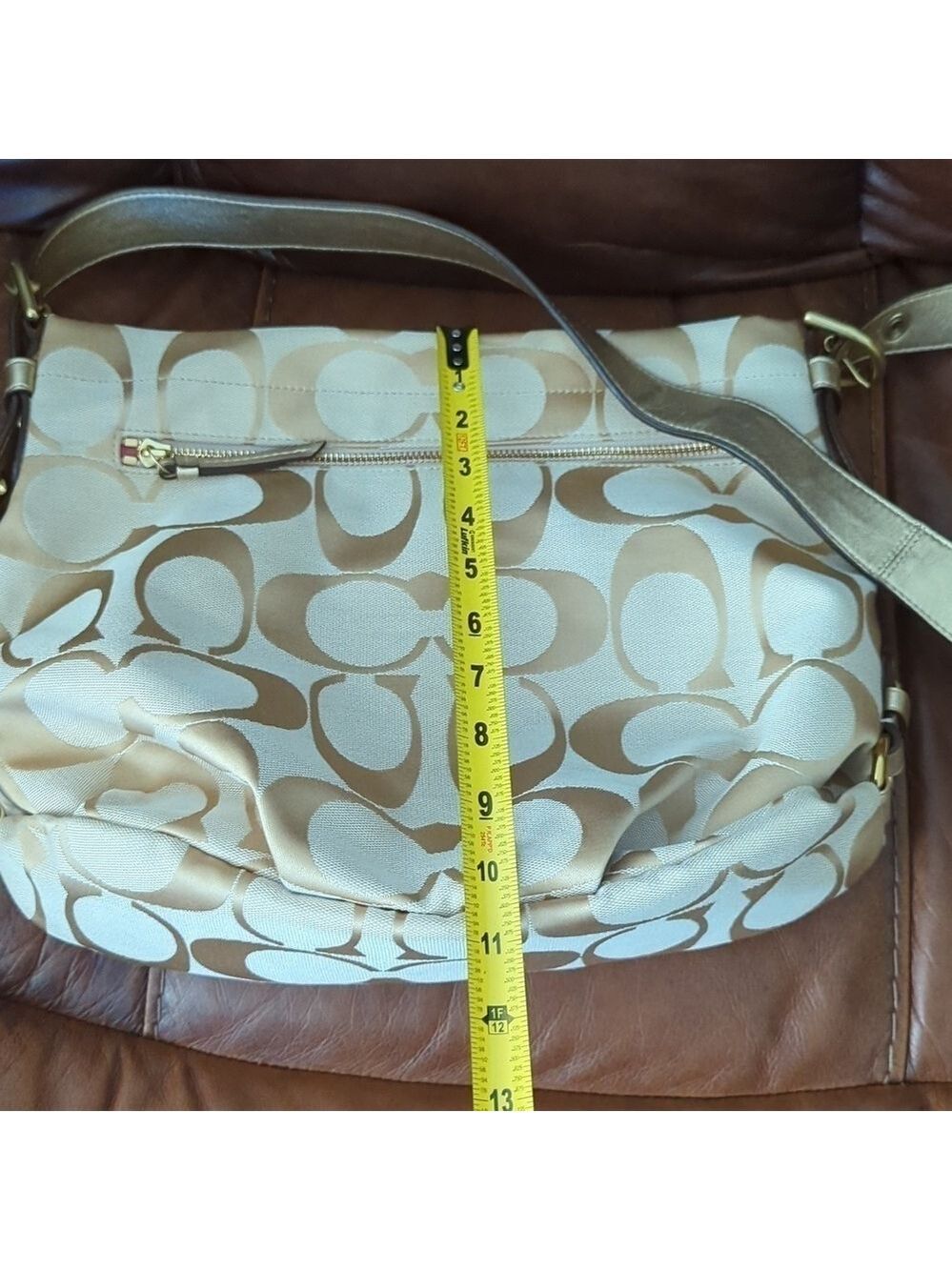 Coach F15067 Soho Signature Crossbody Shoulder Bag Khaki Gold - Picture 14 of 16